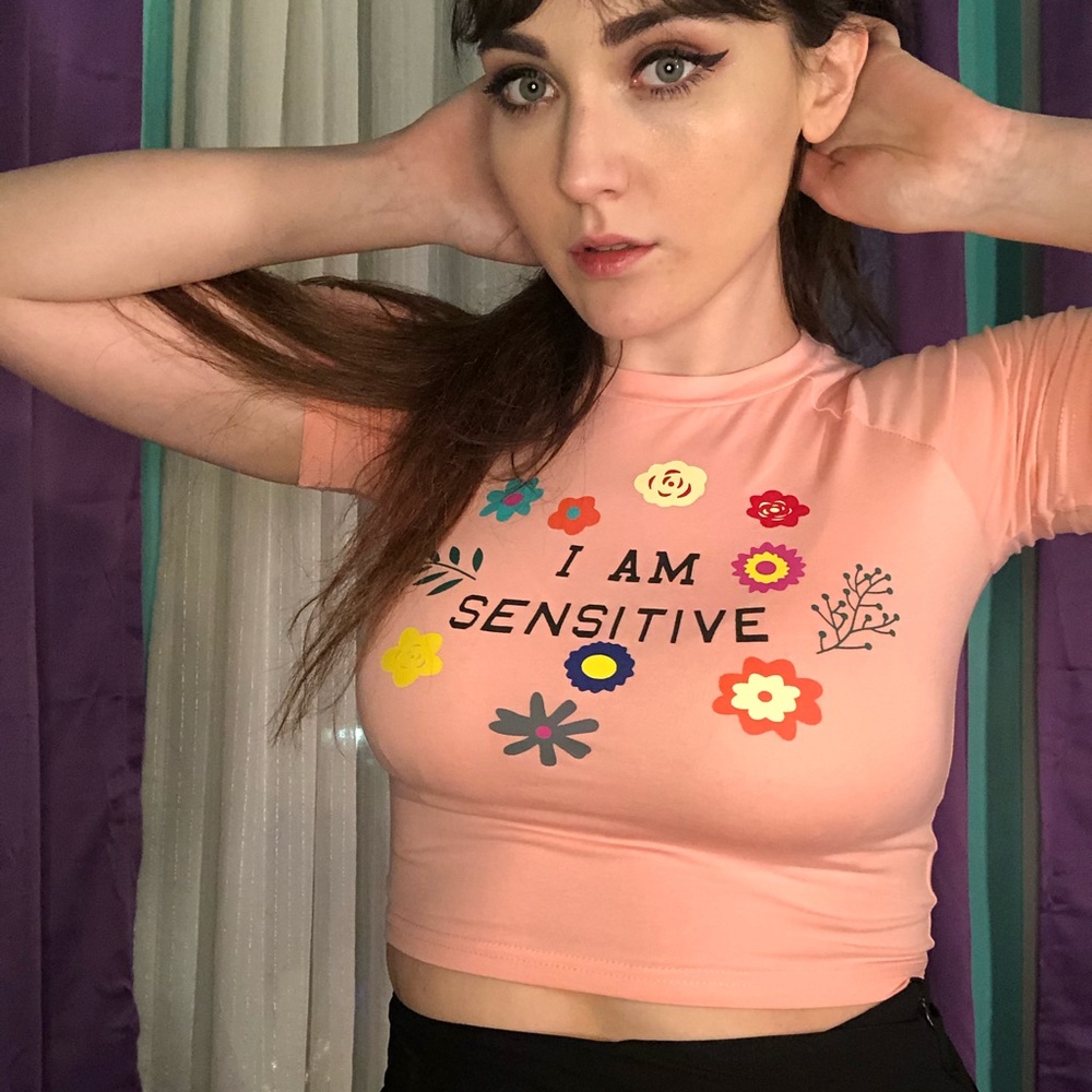 I am Sensitive Short Sleeve Crop Top